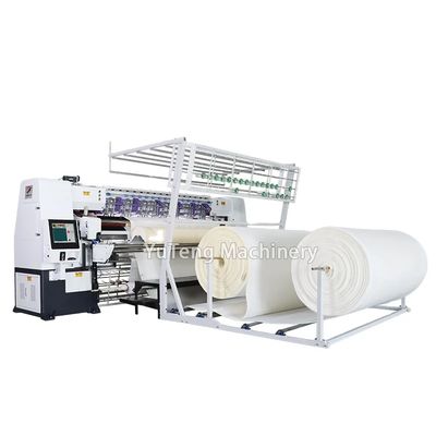২৪৫০মিমি কুইল্টিং প্রস্থ, ১০০-১০০০ RPM গতি এবং ৮ সেমি সর্বোচ্চ পুরুত্ব সহ স্বয়ংক্রিয় কম্পিউটারাইজড কুইল্টিং মেশিন